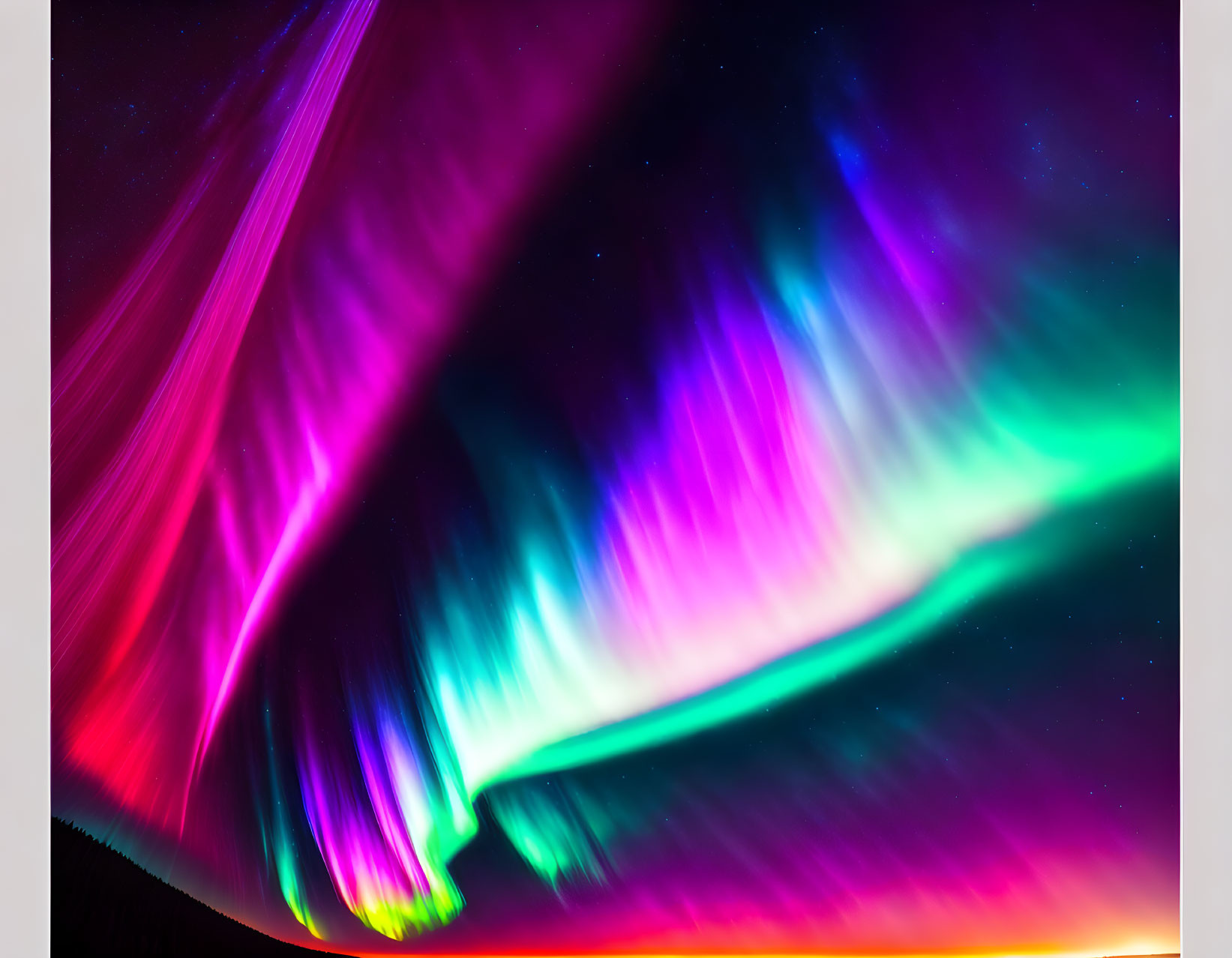 Colorful Aurora Borealis in Purple, Green, and Pink Hues