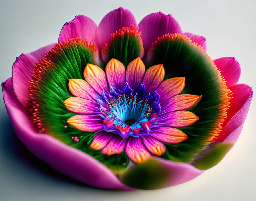 Colorful Lotus Flower Macro Image with Pink and Purple Petals