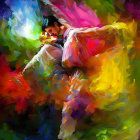 Colorful Painting of Dynamic Dancer in Motion