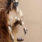 Detailed Sketch of Majestic Horse in Motion on Textured Beige Background