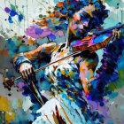 Abstract Artwork of a Female Violinist in Colorful Scene