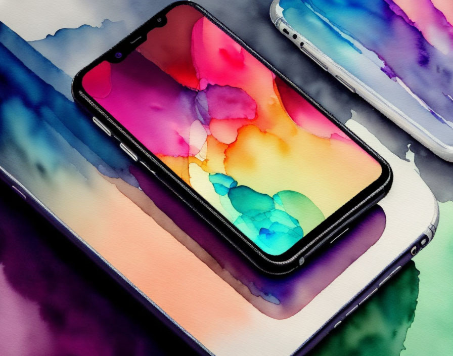 Colorful Abstract Wallpaper Smartphone on Watercolor Background