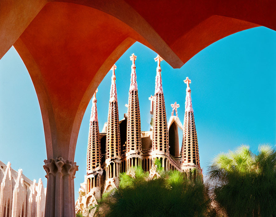 Sagrada Família Basilica in Barcelona with Towering Spires