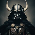 Samurai-inspired Darth Vader artwork in starry night scene