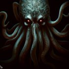 Detailed Octopus Artwork with Intricate Patterns and Glowing Red Eyes