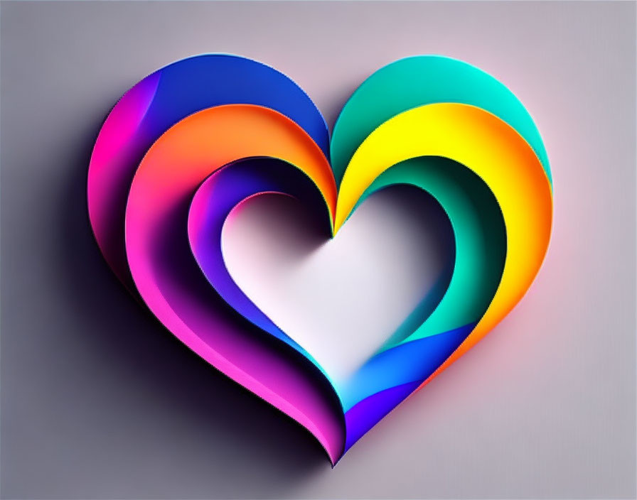 Vibrant 3D Heart Gradient on Light Grey Background