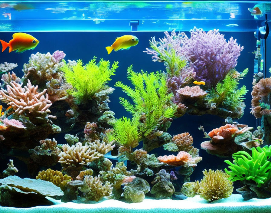 Colorful Fish and Corals in Vibrant Home Aquarium