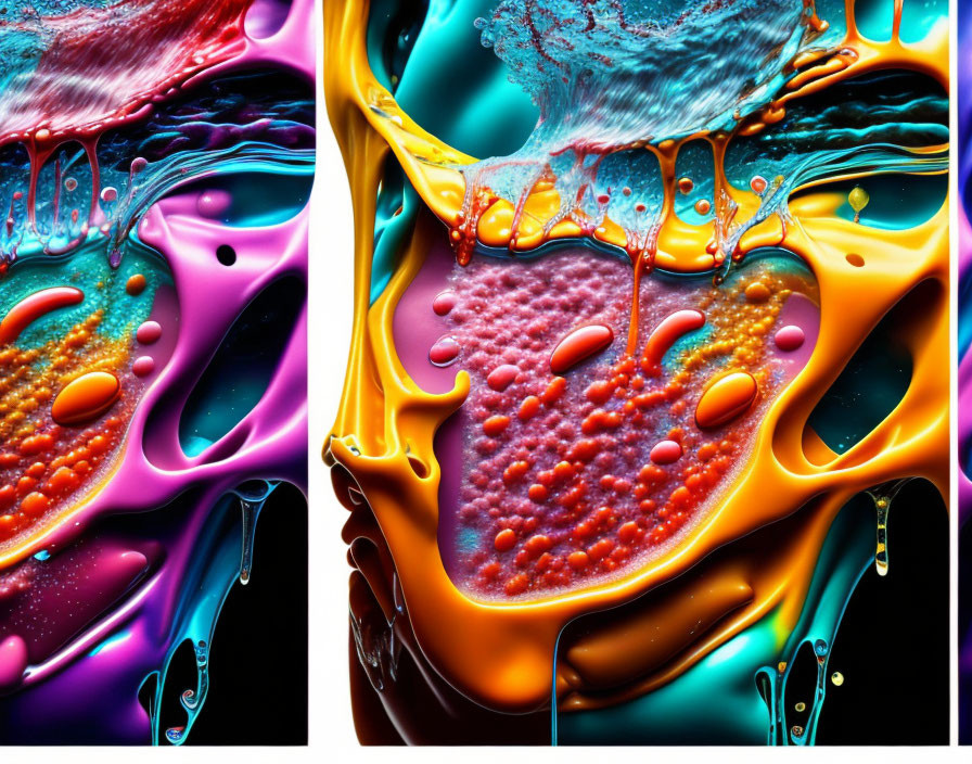 Colorful Abstract Art: Fluid Patterns in Purple, Blue, Orange, and Yellow