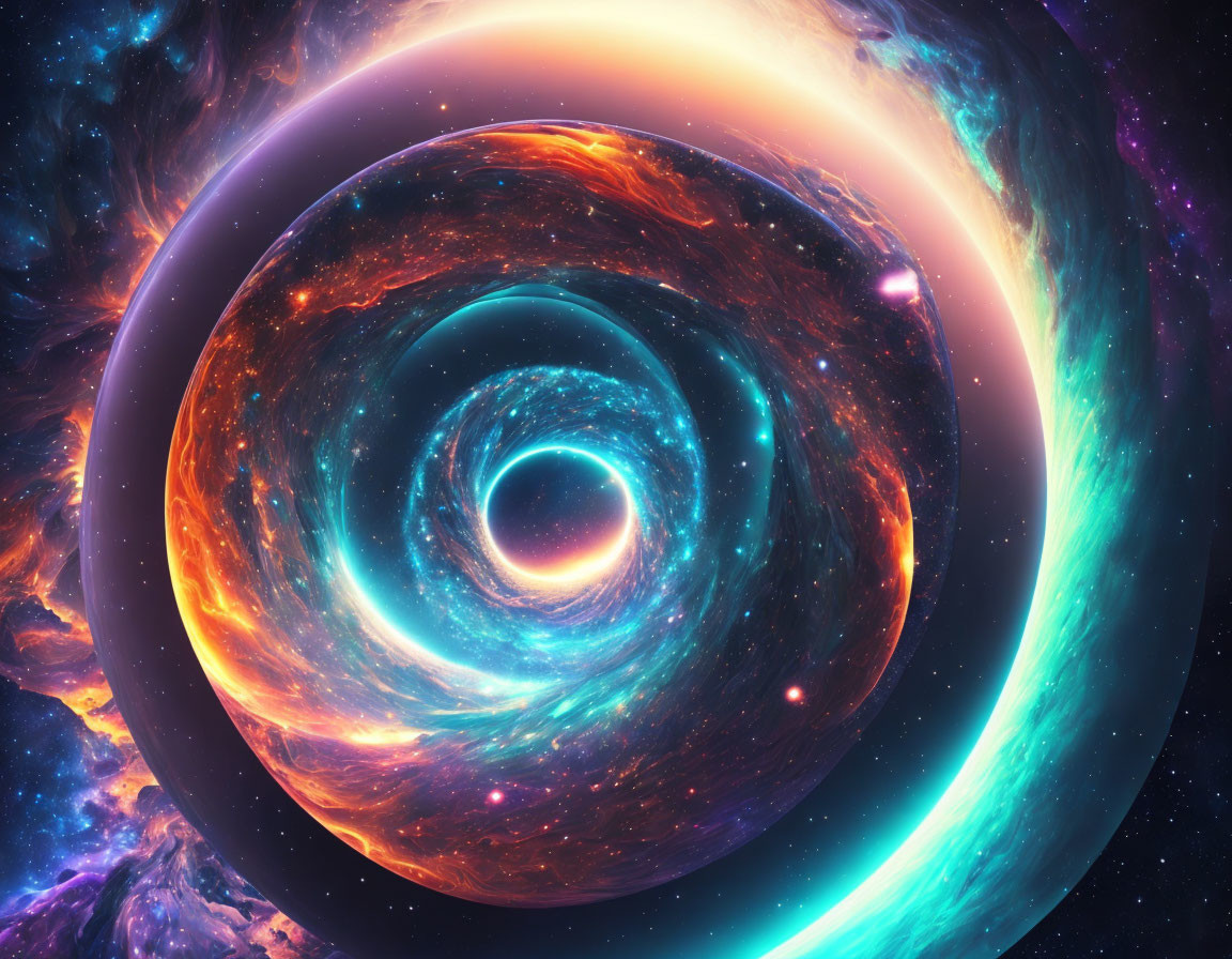 Colorful Blue and Orange Cosmic Swirl in Space