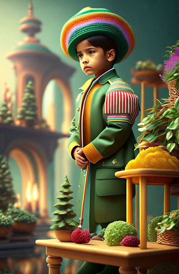 Colorful Outfit Boy with Sombrero by Fantasy Palace Cart