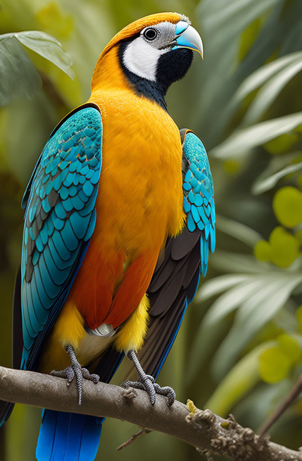 Colorful Macaw Perched on Branch with Vibrant Plumage