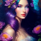 Vibrant multicolored hair and glowing skin in fantasy illustration