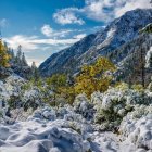 Snowy mountain village in winter scenery