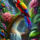 Colorful bird with long tail in lush forest setting