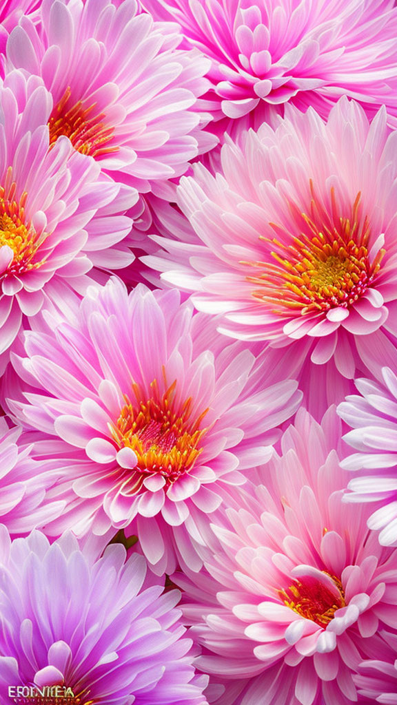 Pink Dahlia Flowers with Delicate Petals and Golden Centers