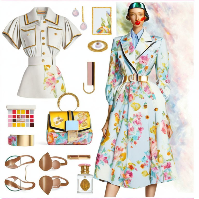 Collage of Women's Fashion Items & Stylized Figure