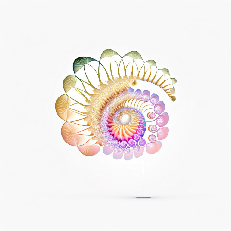 Vibrant abstract sculpture with spirals, circles, and arches on white background