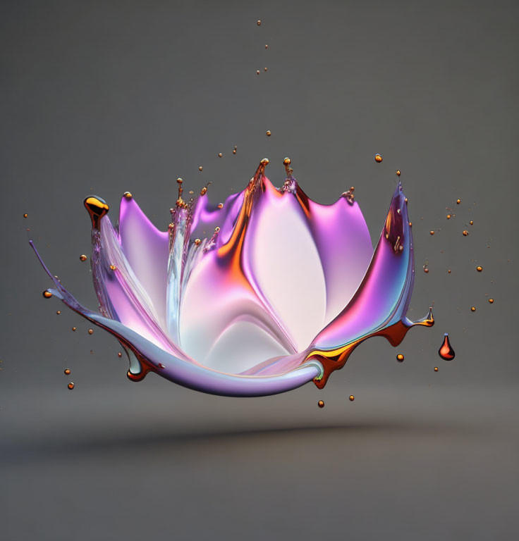 Colorful liquid splash resembling blooming flower in high-speed photograph