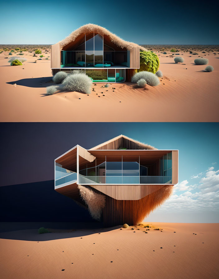 Modern Houses Designed for Desert Landscape: Ground-level & Elevated on Pillar