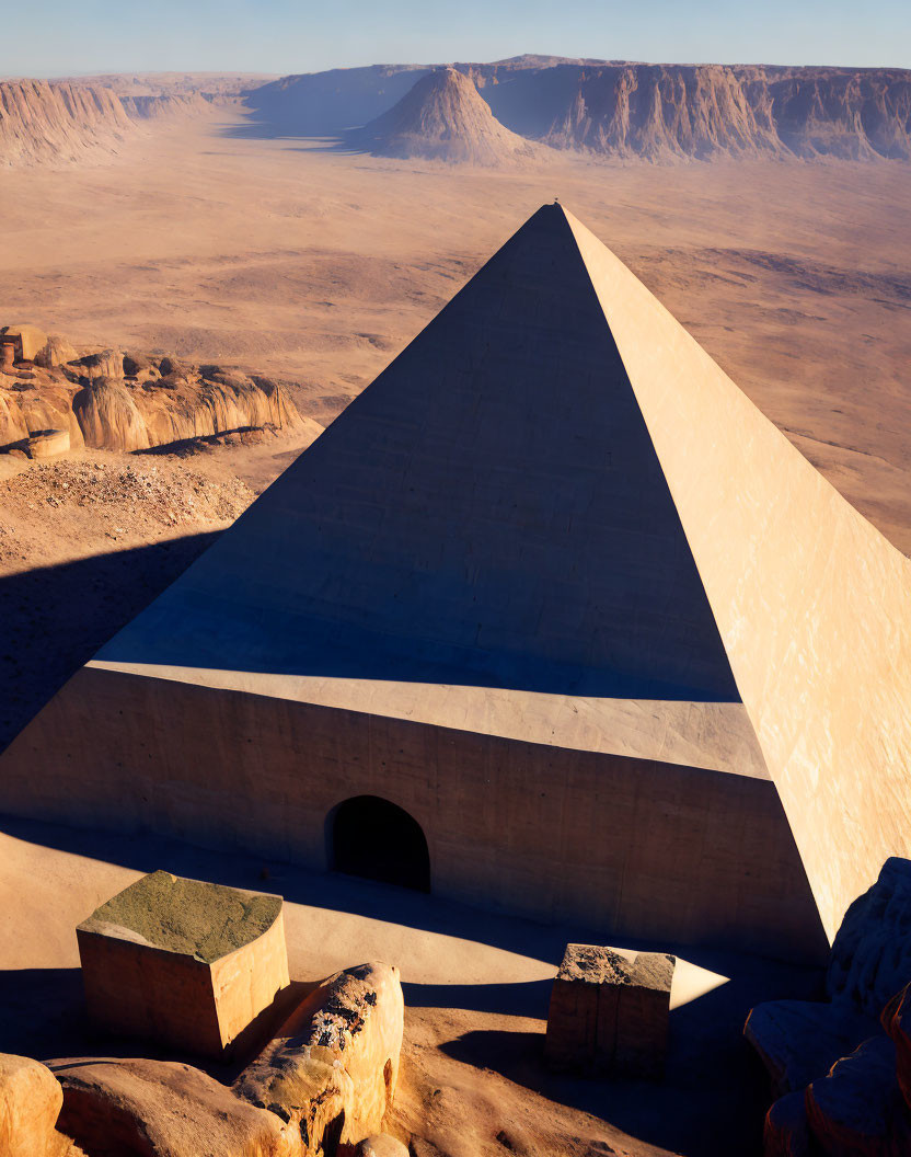 Smooth Surface Pyramid in Desert Landscape under Blue Sky