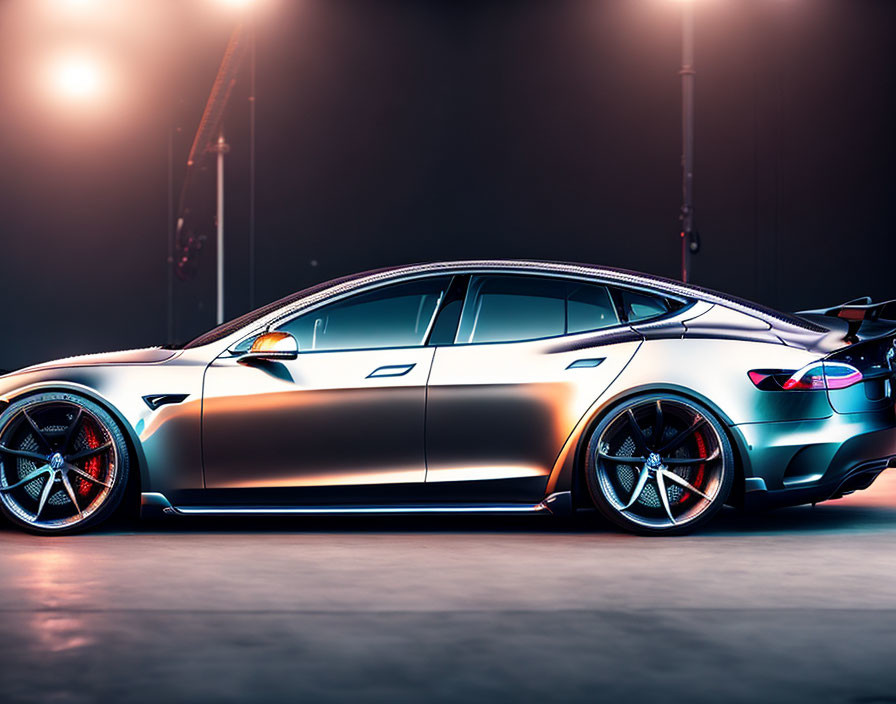 Silver Sports Sedan with Custom Wheels and Aerodynamic Design