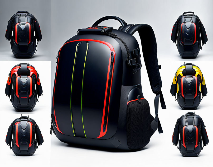 Durable hard-shell backpack with adjustable straps and colorful accents