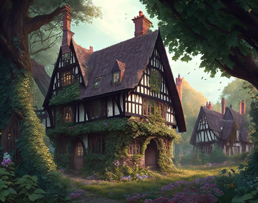 Charming Tudor-style cottages in forested setting