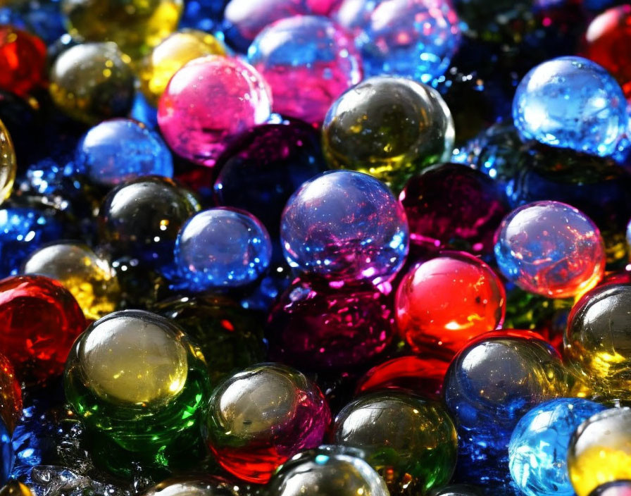 Colorful Glossy Marbles Reflecting Light