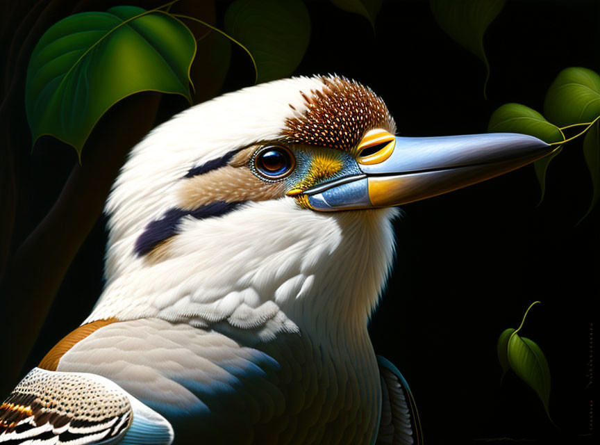 Detailed Kookaburra Bird Illustration with Vibrant Colors