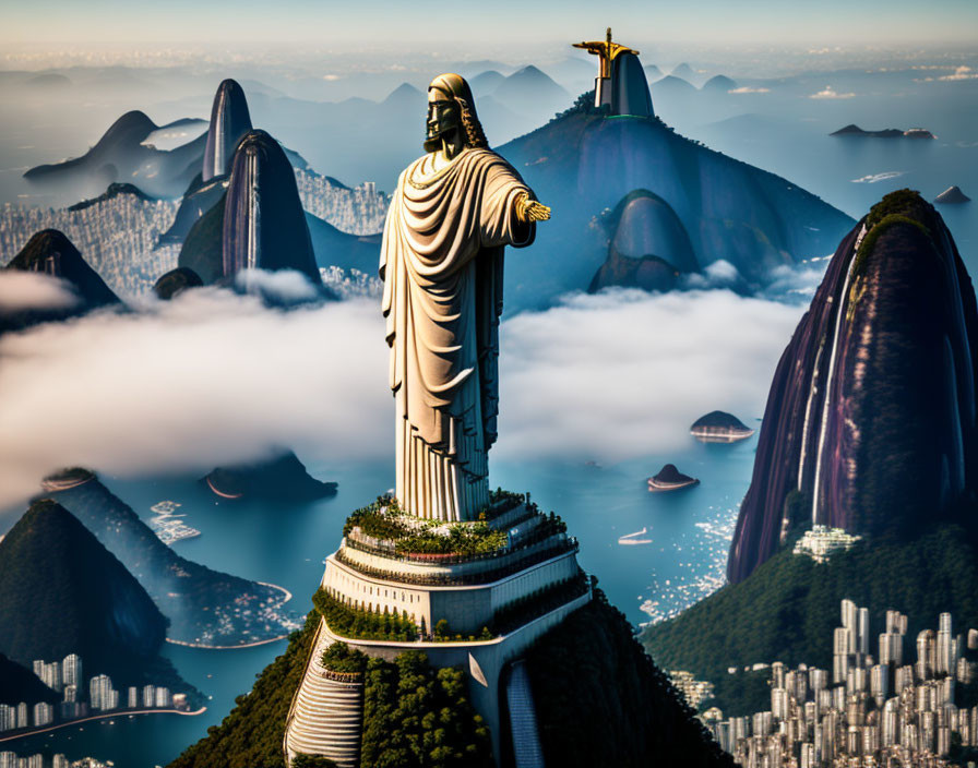 Iconic Christ the Redeemer statue in Rio de Janeiro with lush scenery