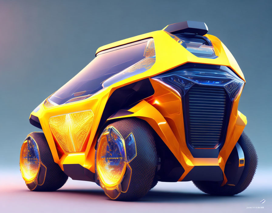 Sleek Futuristic Orange Vehicle with Illuminated Patterns