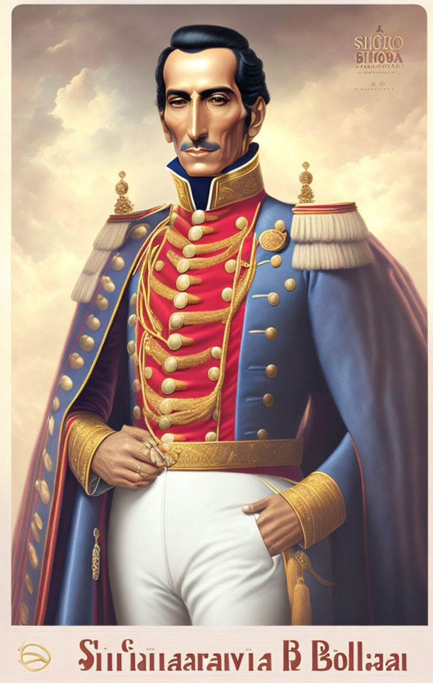 Nineteenth-Century Military Uniform Illustration on Creamy Background