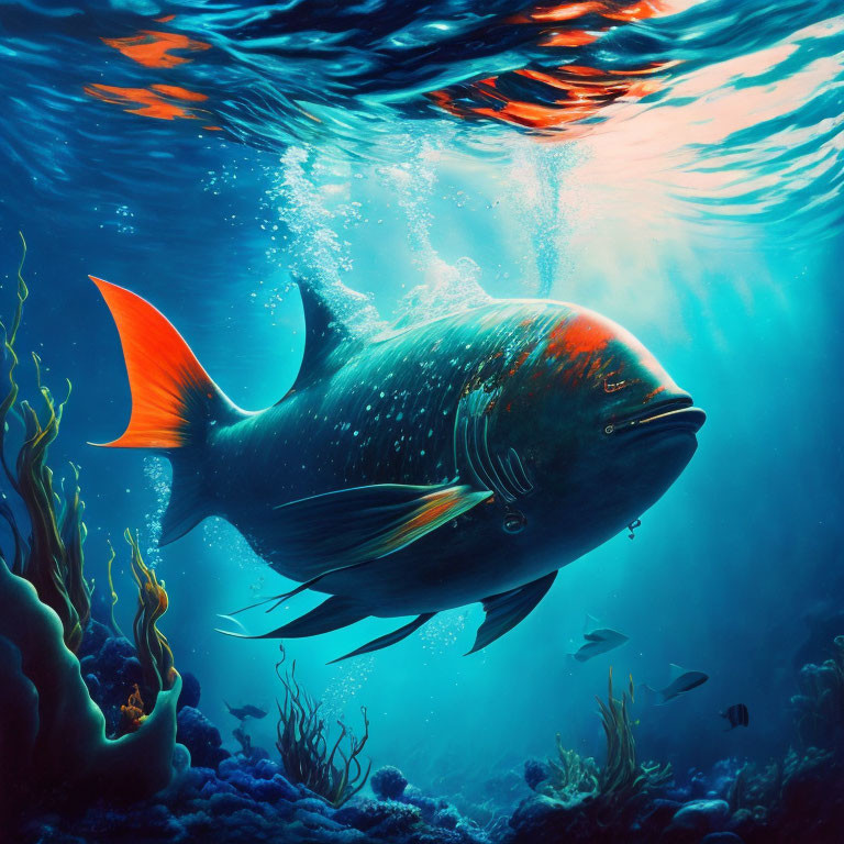 Colorful Fish Swimming in Vibrant Underwater Scene