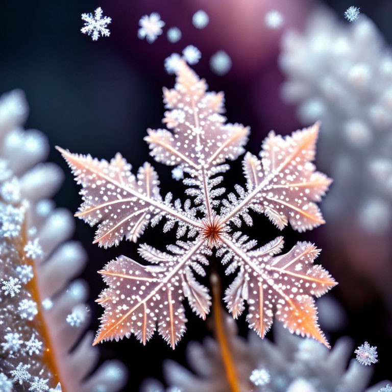 Detailed Close-Up of Delicate Snowflake Patterns