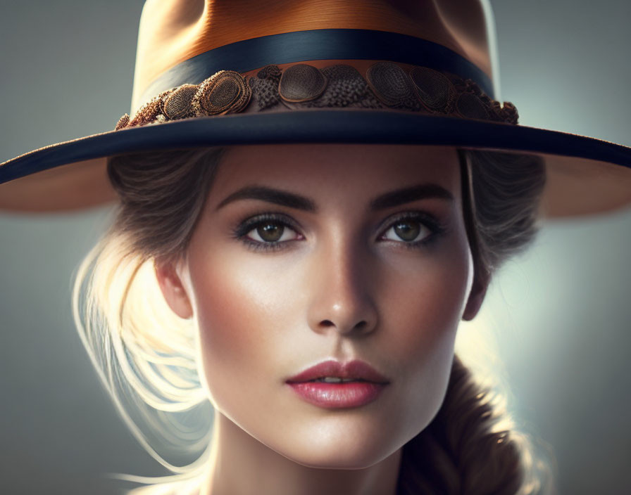 Woman in stylish hat with steampunk vibe