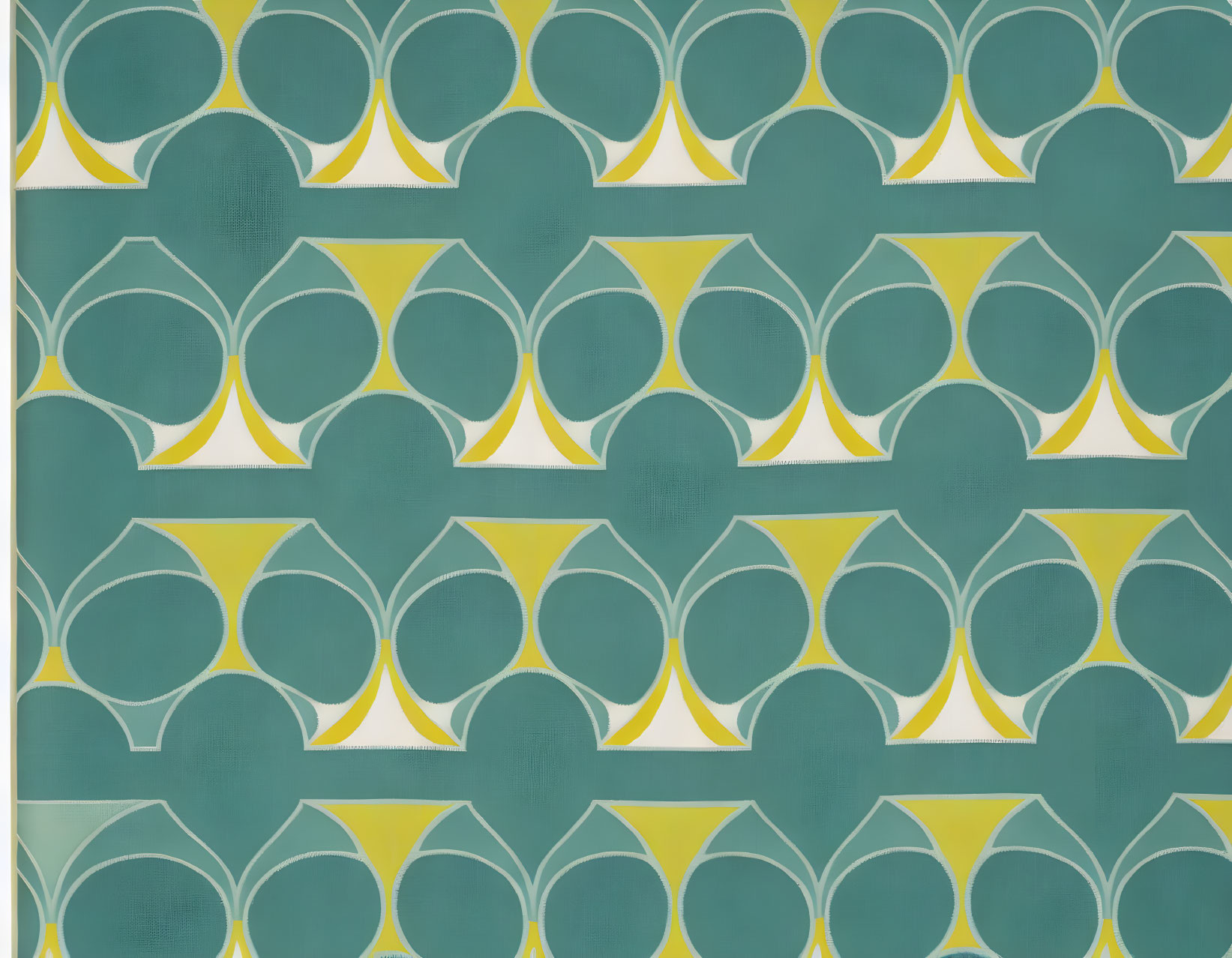 Repetitive Yellow and White Geometric Shapes on Teal Background