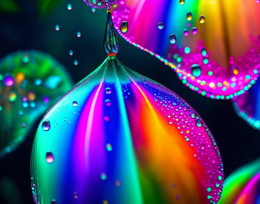 Colorful Water Droplets Creating Spectrum Effect