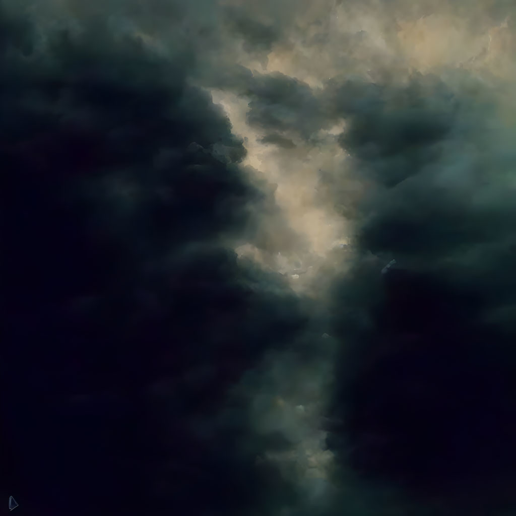 Dark and Moody Cloudscape with Black and Gold Tones