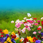 Colorful Field of Flowers in Vibrant Oil Painting