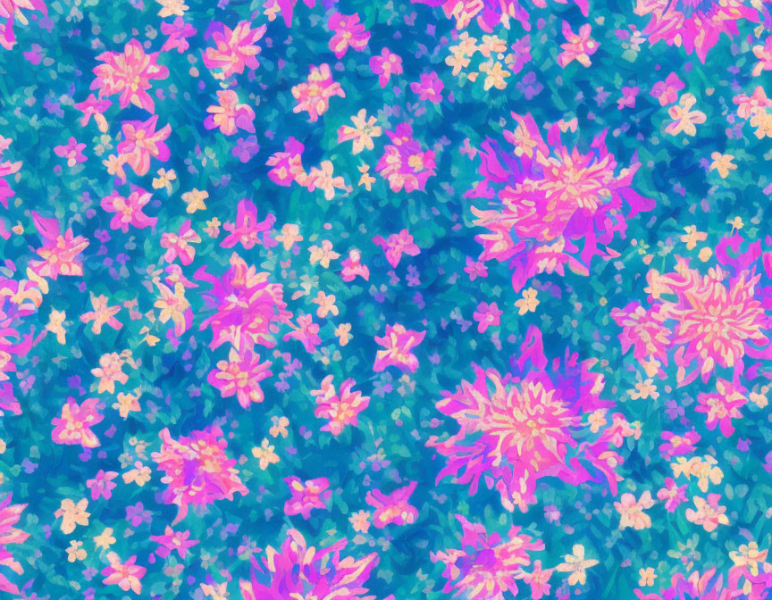 Colorful Abstract Floral Pattern in Pink, Purple, and Blue