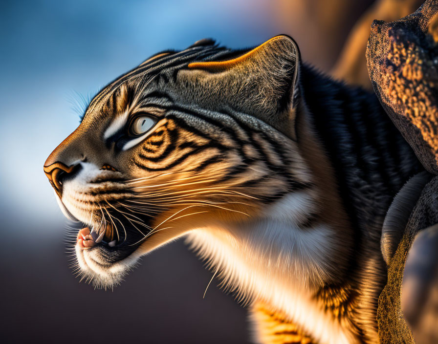 Detailed Close-Up of Intense Tiger Gaze and Sharp Teeth