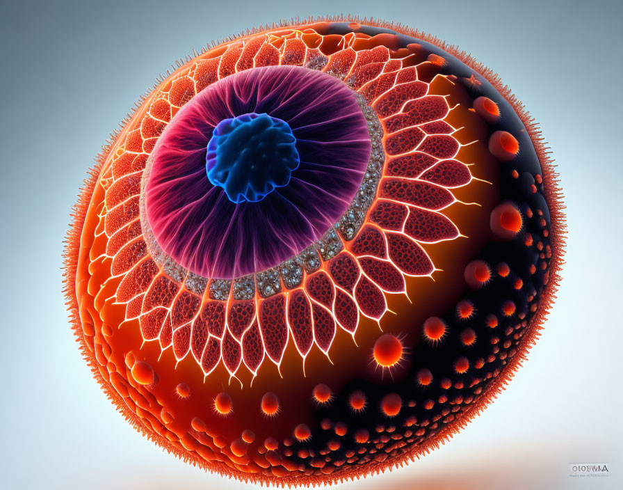 Detailed 3D Cell Illustration with Organelles and Texture