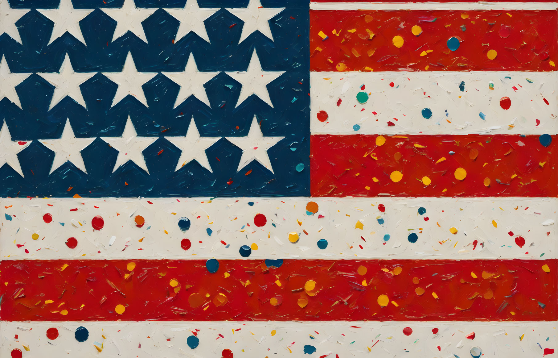 Textured American flag with splattered paint effect in red, white, and blue