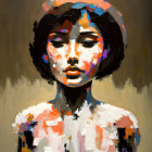 Vibrant impressionistic portrait of a woman with abstract brush strokes