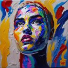 Vibrant painting of a woman's face with bold brush strokes
