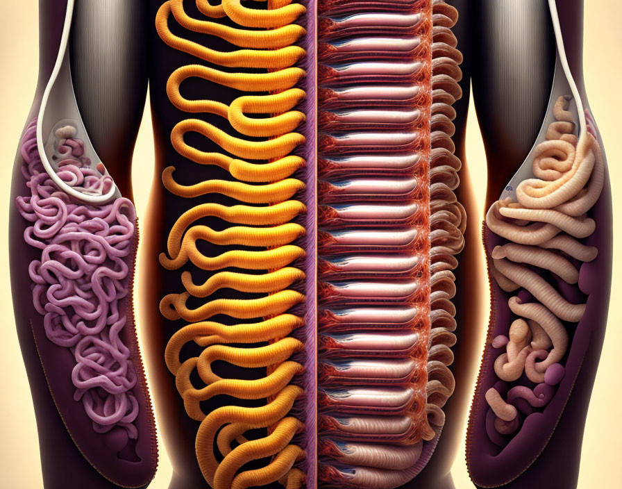 Cross-Sectional Human Digestive System Illustration