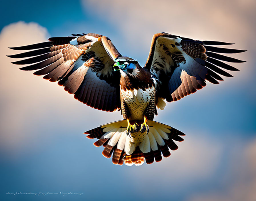 Majestic bird of prey flying with spread wings and talons