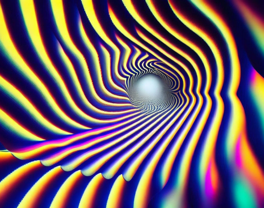 Colorful Swirl Pattern Centered Around White Sphere