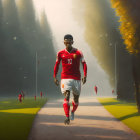 Soccer player with number 10 jersey in mystical setting