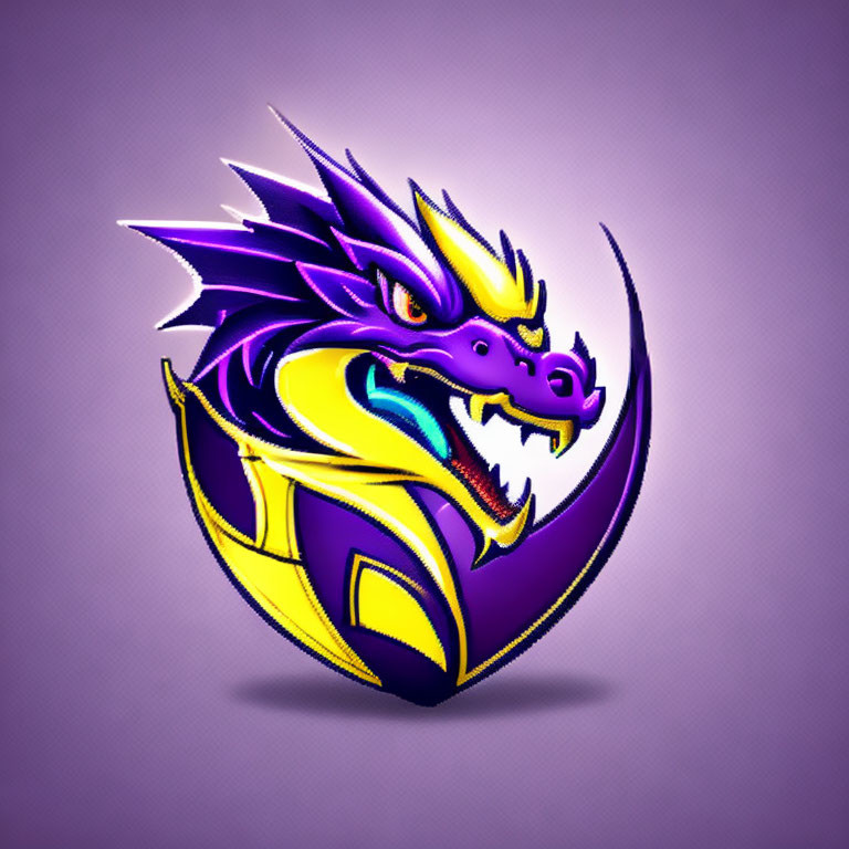 Colorful Dragon Head Illustration on Purple Background